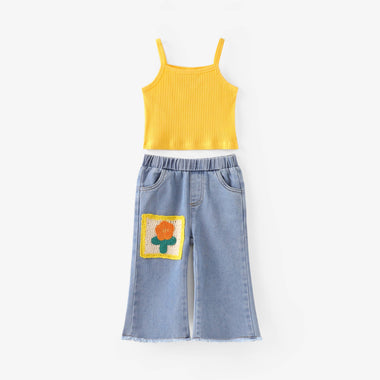 Toddler Girl 2pcs Camisole & Jeans Set.