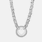 Cutout Heart Shape Inlaid Zircon Chain Necklace.