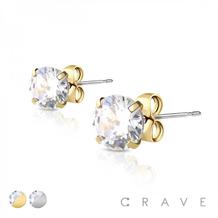 Round Cubic Zirconia Stud Earrings