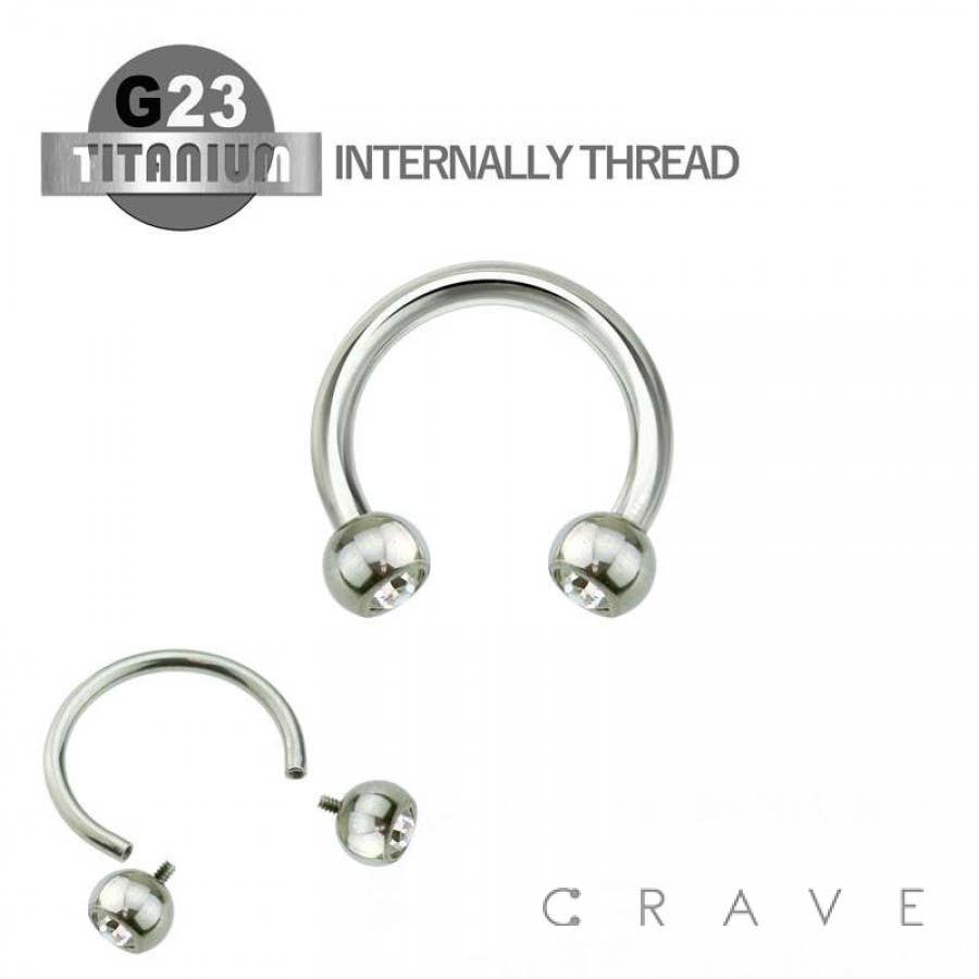 Titanium Internally Threaded Horseshoe Clear