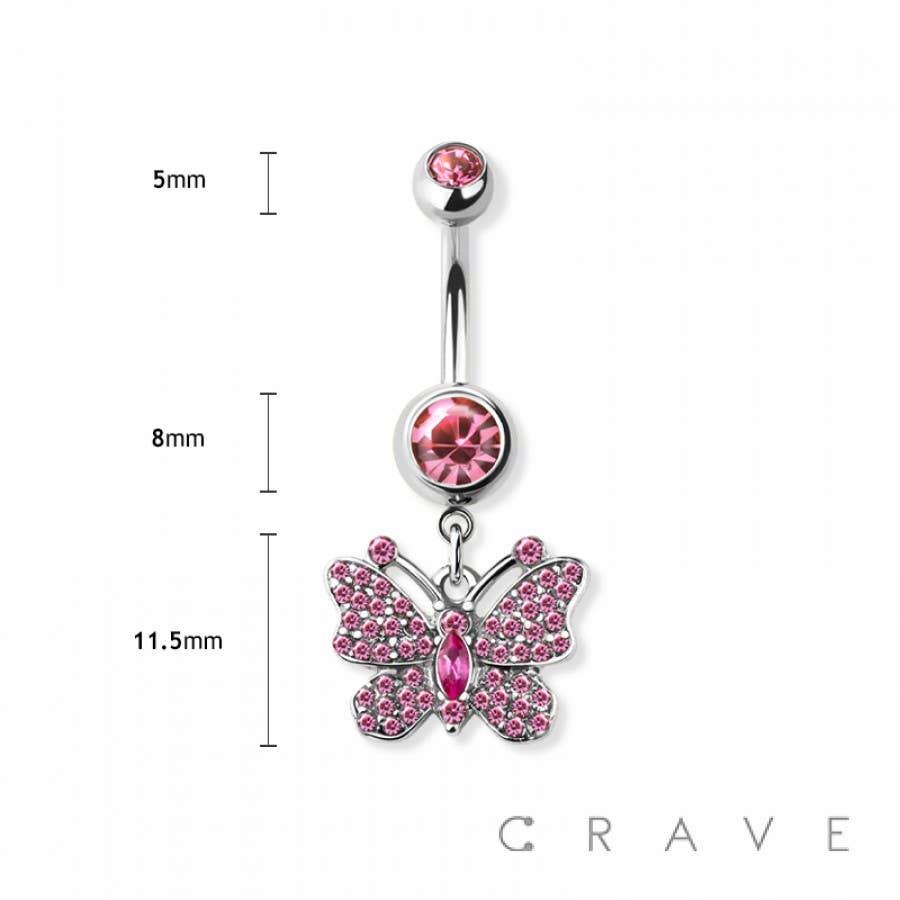 Gem Butterfly Dangle Navel Ring