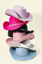 Pearl Studded Fashion Cowboy Hat.