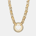 Cutout Heart Shape Inlaid Zircon Chain Necklace.