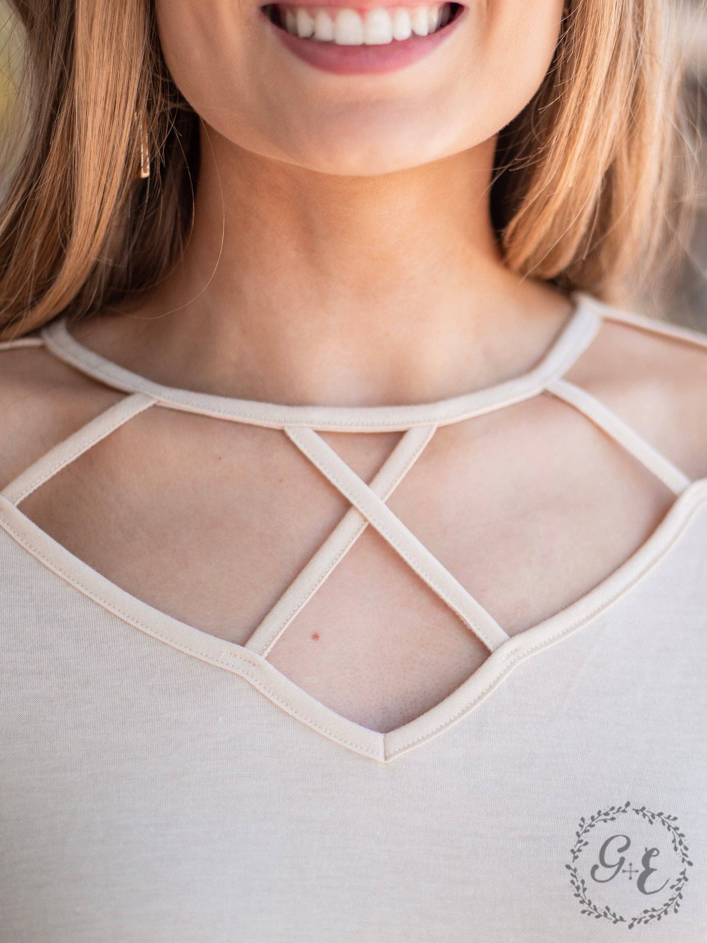 Vineyard Day Caged Neckline Tee