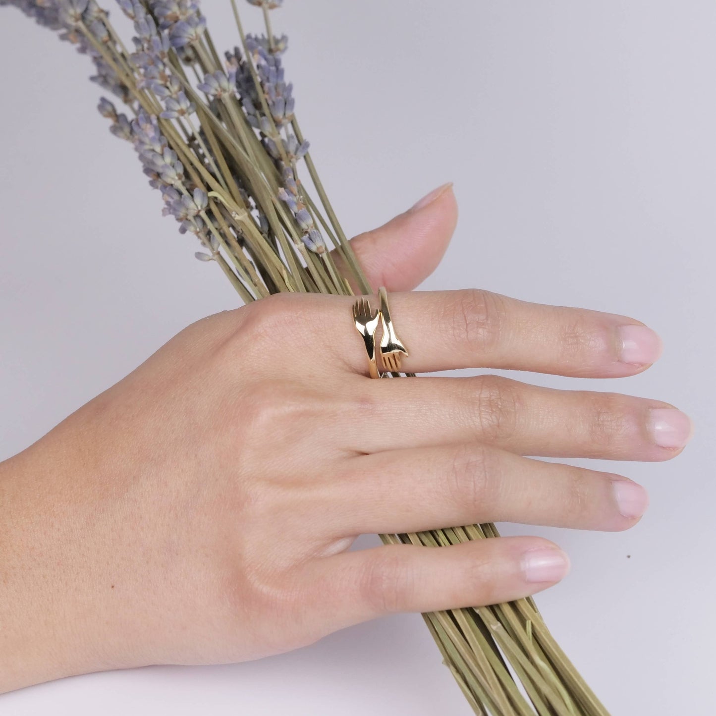 Brass Hugging Hands Ring