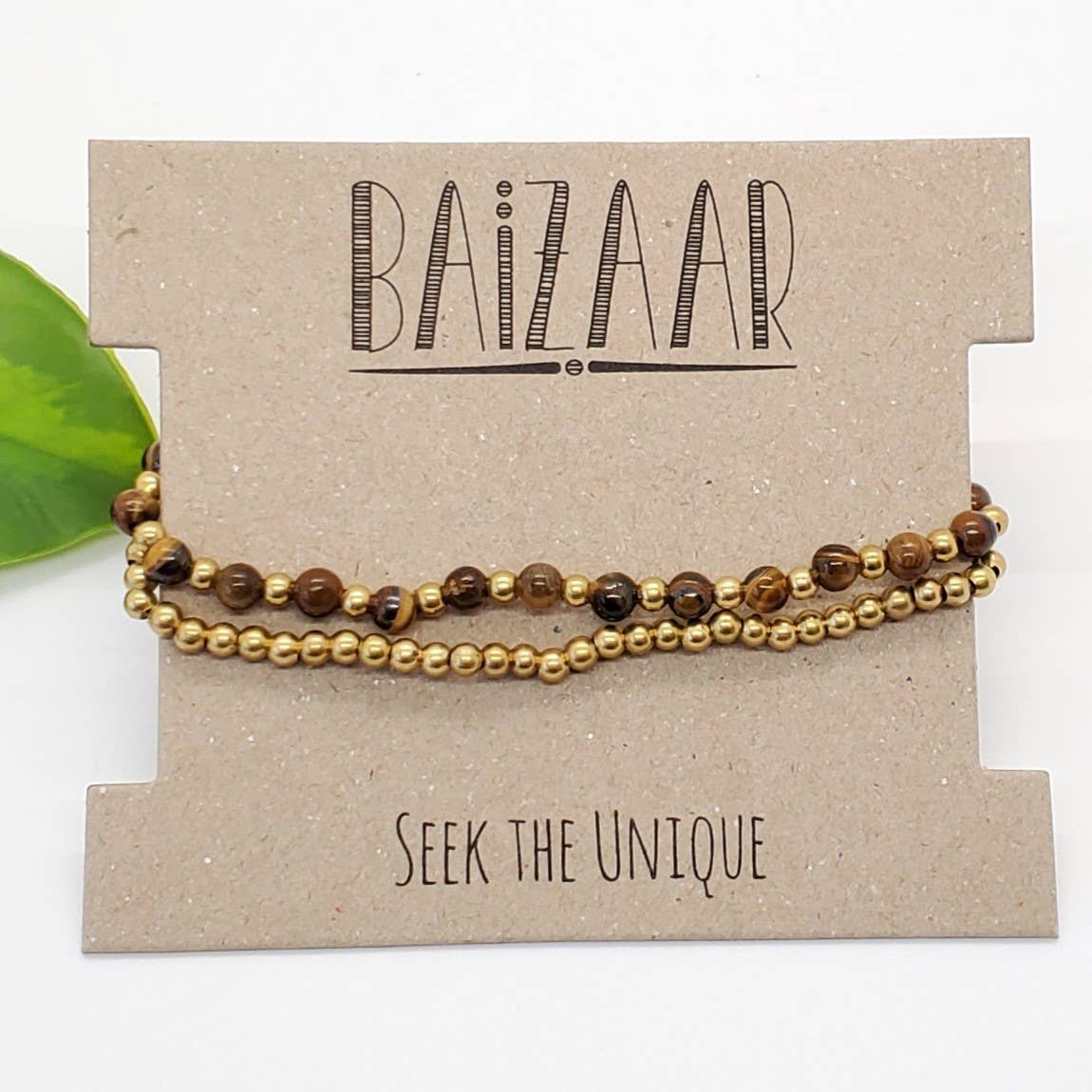 Beaded Two Line Stone Bracelet