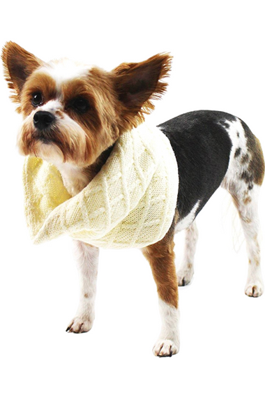 Midlee Cream Knit Infinity Scarf for Dogs.