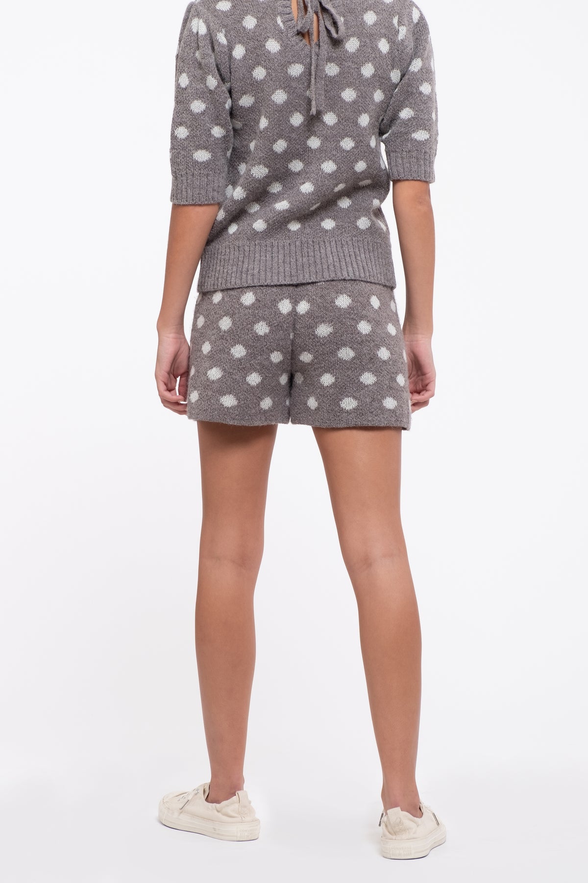 Dotted High Waisted Knit Lounge Shorts.