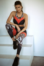 Women's Leopard Colorblock Activewear Set.
