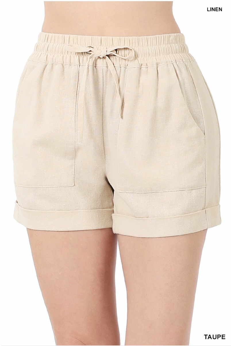 Linen Shorts with Pockets.