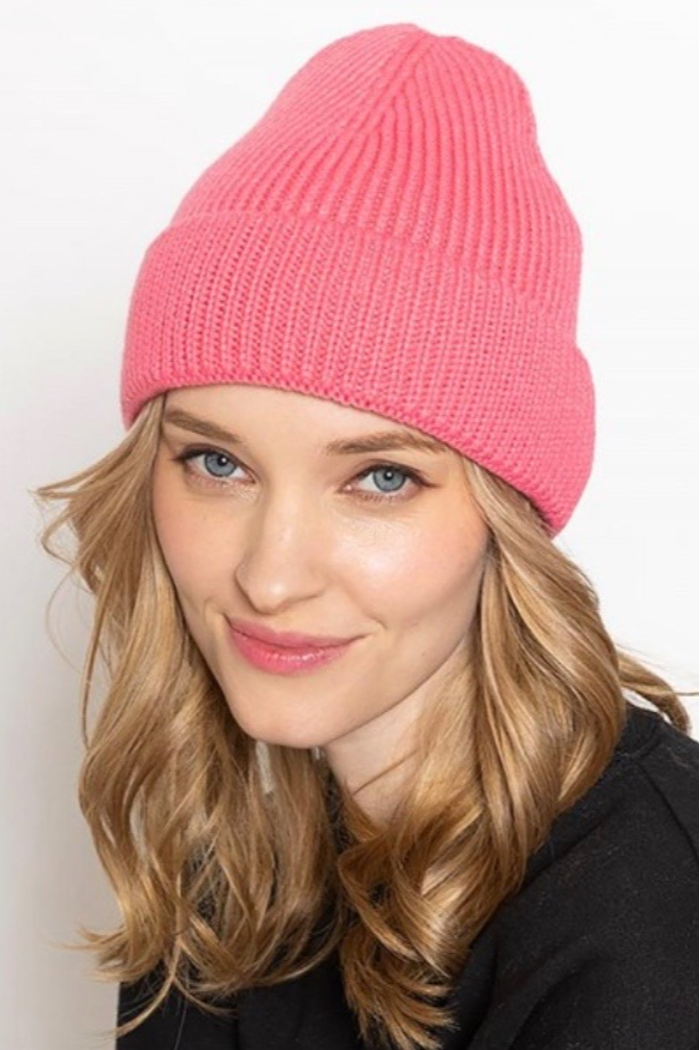 Solid Ribbed Cuff Beanie.