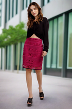 Crochet High Waist Pencil Mini Skirt.