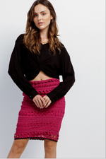 Crochet High Waist Pencil Mini Skirt.