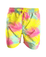 Men's Swim Shorts-Neon Multi Palms.