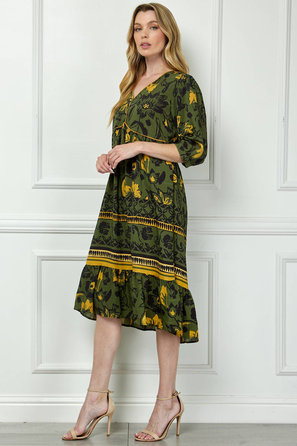 Boho Print Peasant Dress