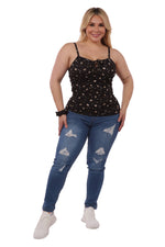 Plus Size Lace-Up Tank Tops Black