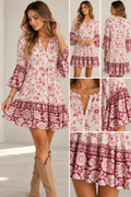 Lucky Brand Floral Bell Sleeve Mini Dress - NWT