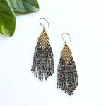 Brass Beaded Diamond Fringe Earring