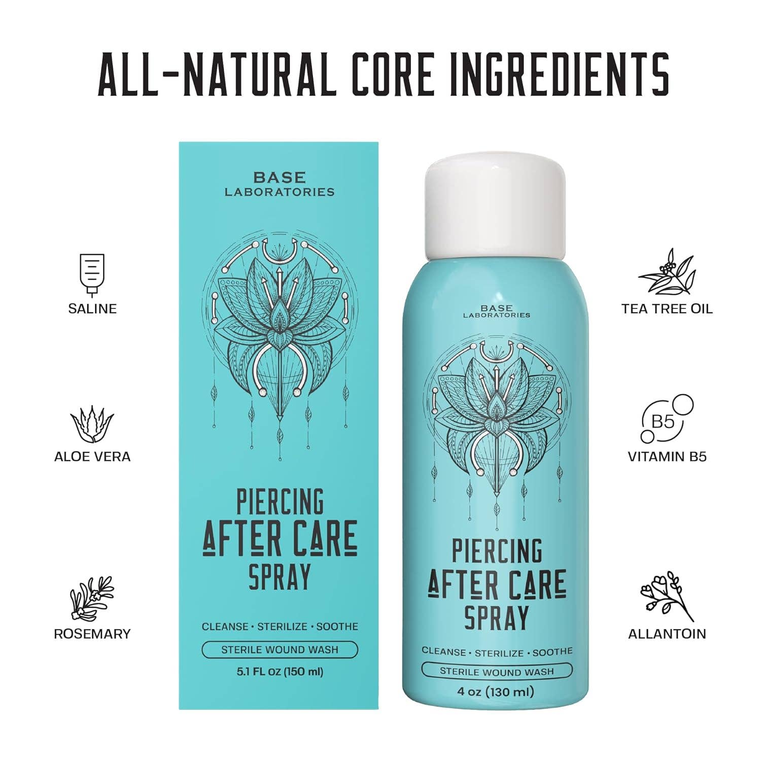 Piercing Aftercare Spray - Saline Solution Mist for Healing