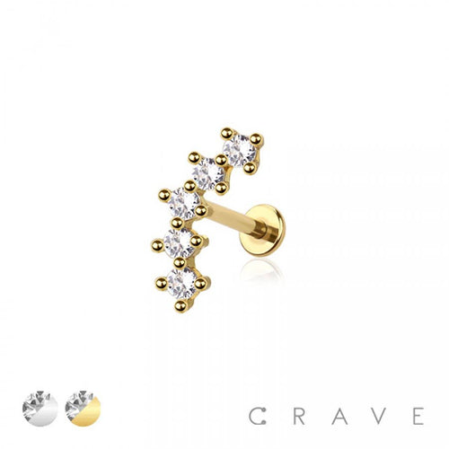 Arch Prong CZ Threadless Push In Labret