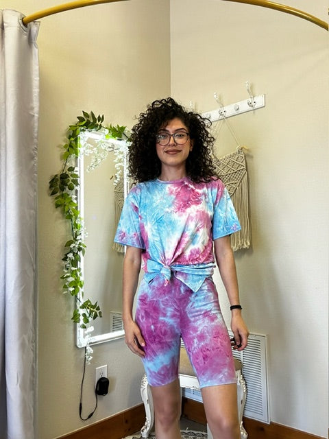 Tie Dyed Knit Biker Shorts