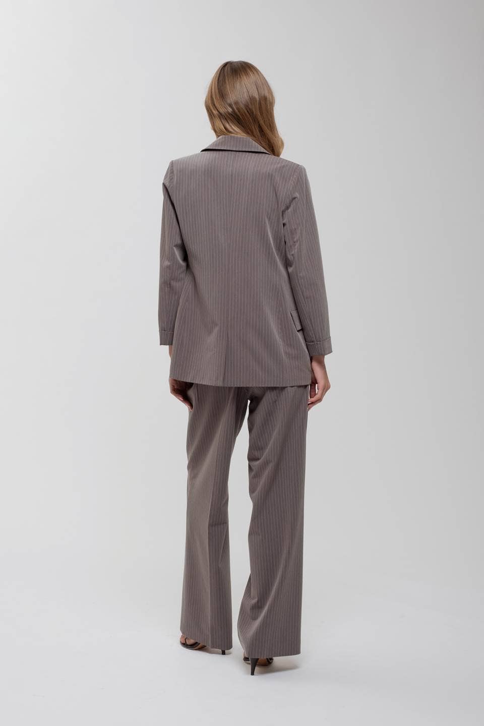 Pinstripe Notched Collar Jacket