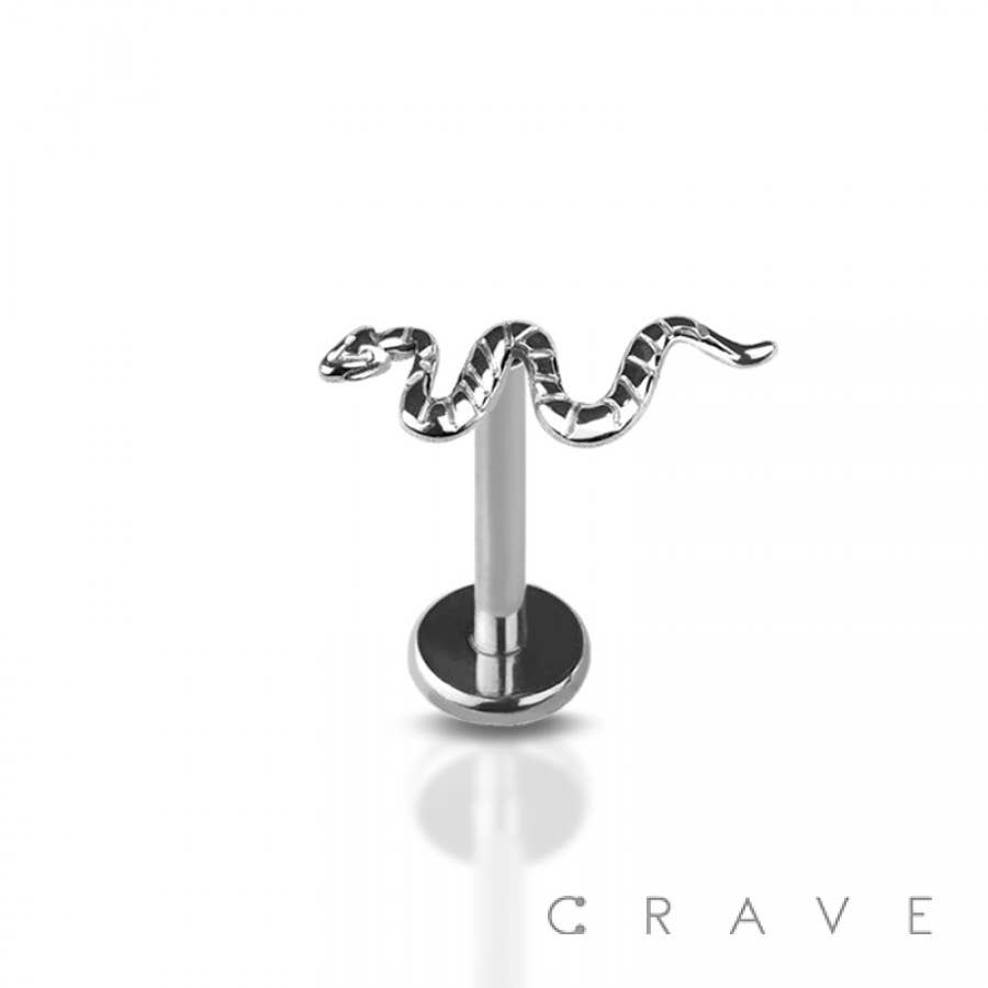Titanium Threadless Push In Snake Labret