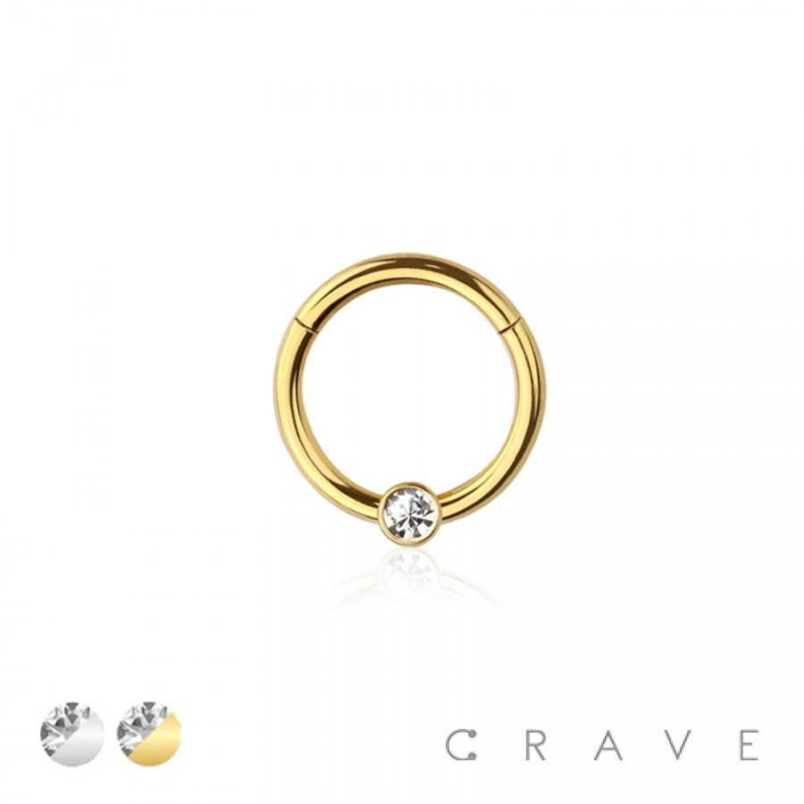 Hinged Segment Hoop Ring Bezel CZ