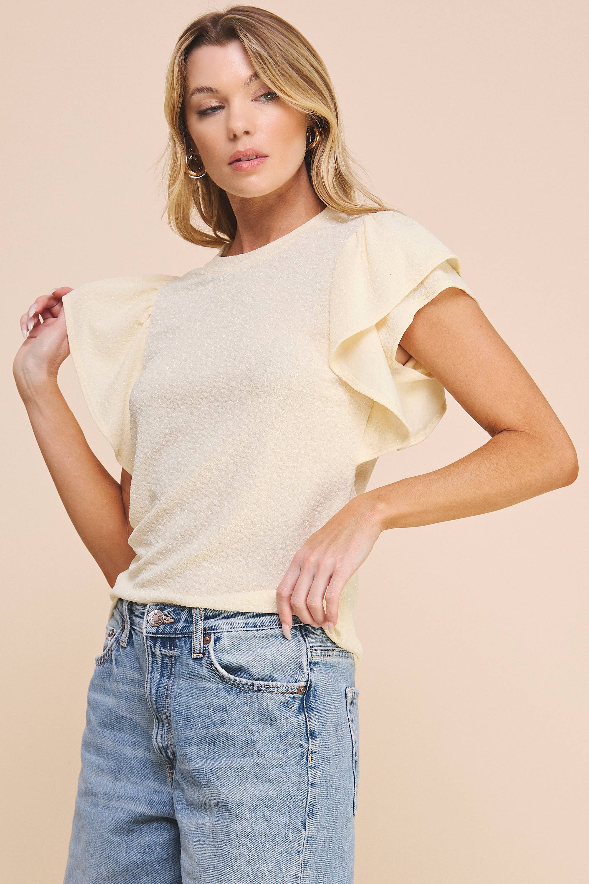 Sparkly Ruffle Sleeve Irvin Blouse 