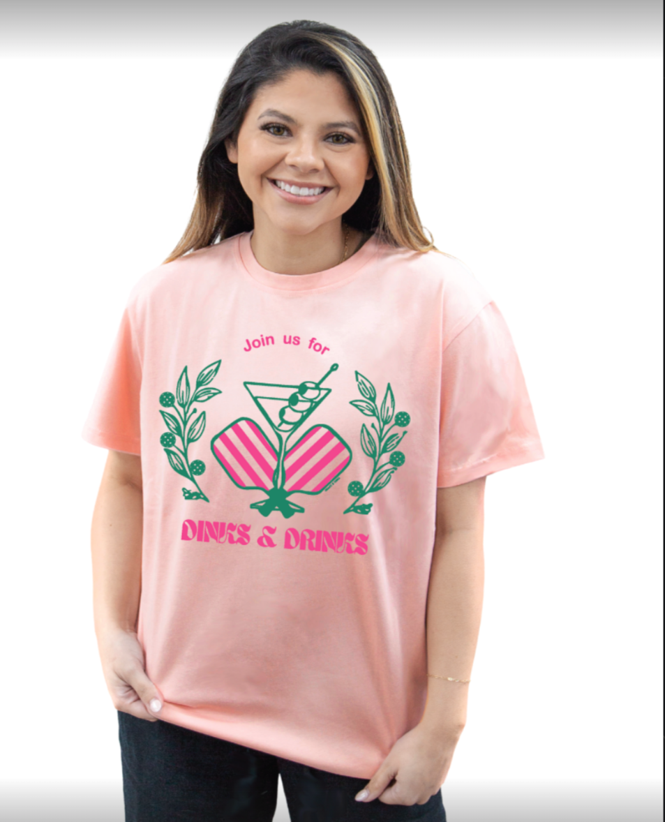 Dinks and Drinks Pickleball Tshirt