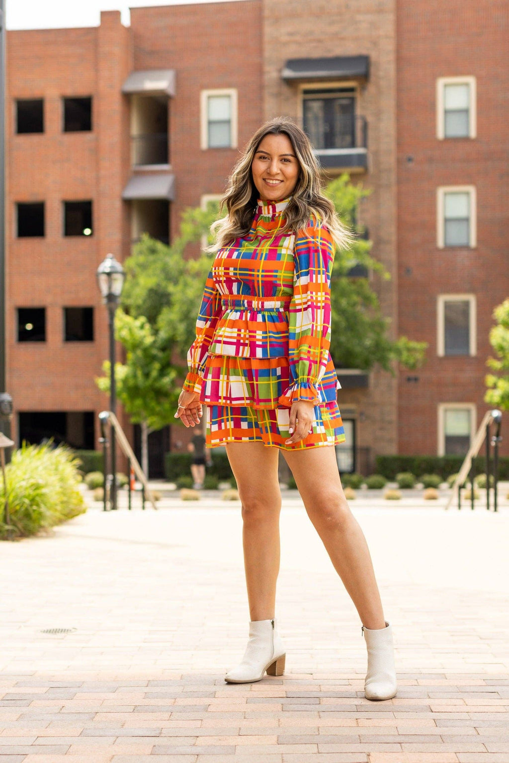Keep On Charming Plaid Dress: Multi / Small