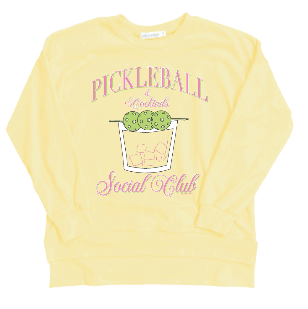 Pickleball & Cocktails Micro Fleece Crewneck Sweater