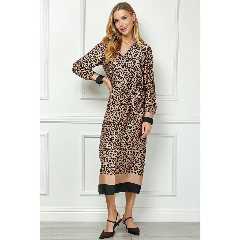 Leopard Wrap Midi Dress