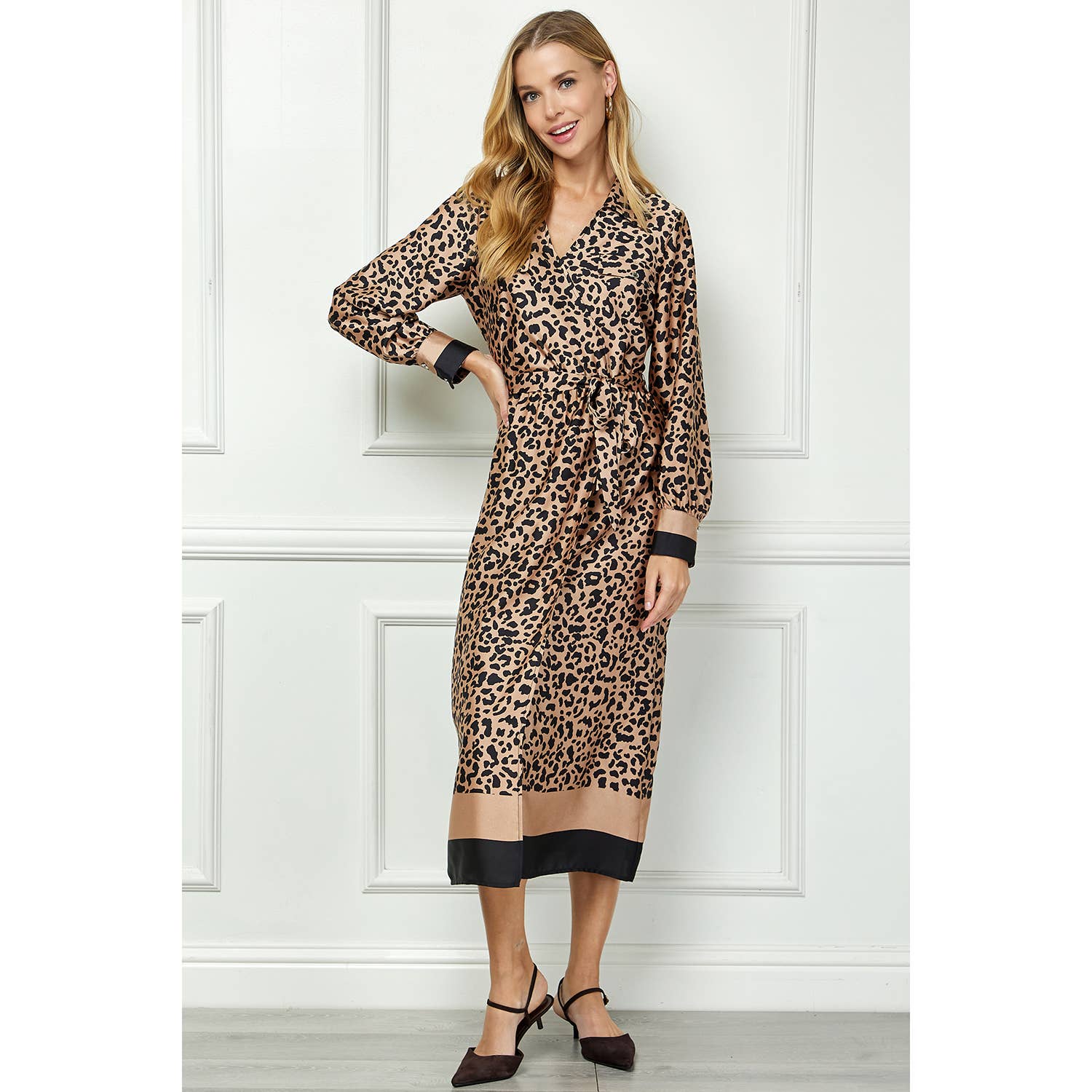 Leopard Wrap Midi Dress
