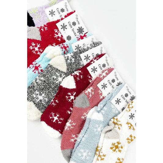 Soft Textured Snow Flake Cozy Socks