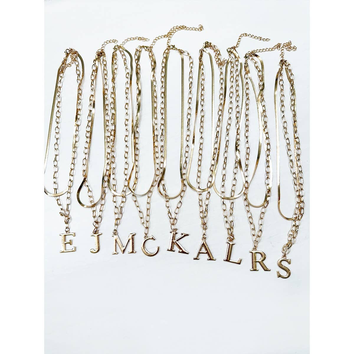 Gold Double Layered Initial Pendant Necklace