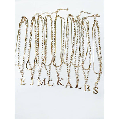 Gold Double Layered Initial Pendant Necklace
