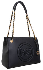 Max Studio Pebble Grain Double Handle Chain Tote