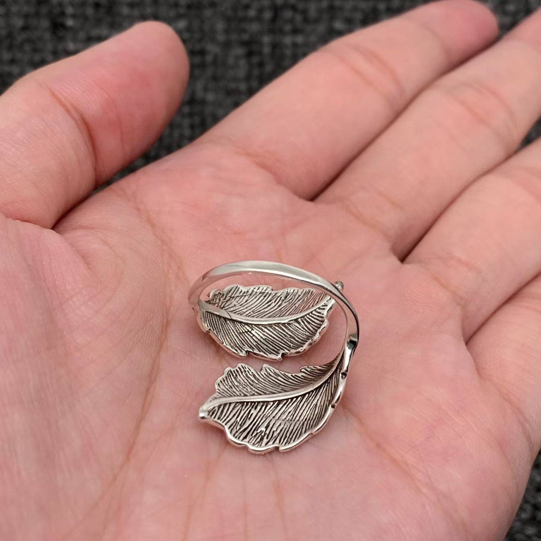 Antique-Inspired Silver Leaf Wrap Ring