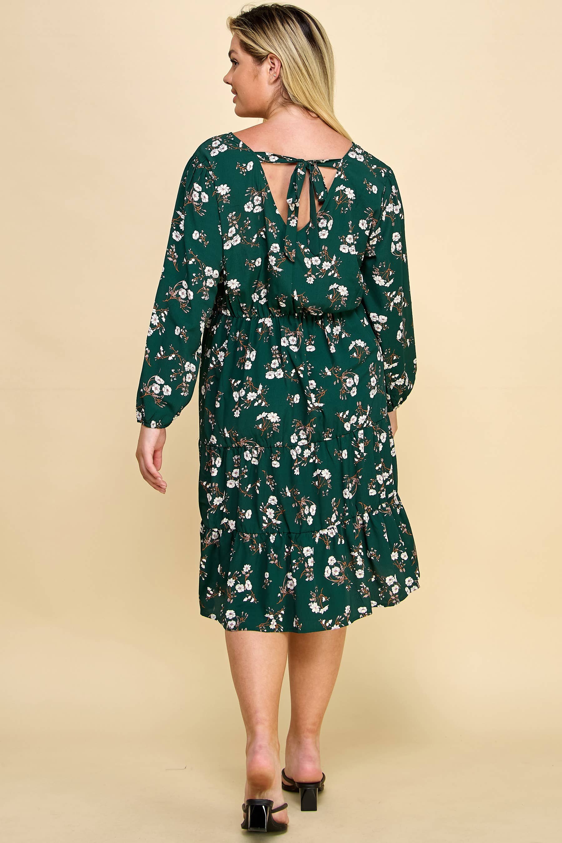 Plus Size Ruffled Floral Midi Dress.