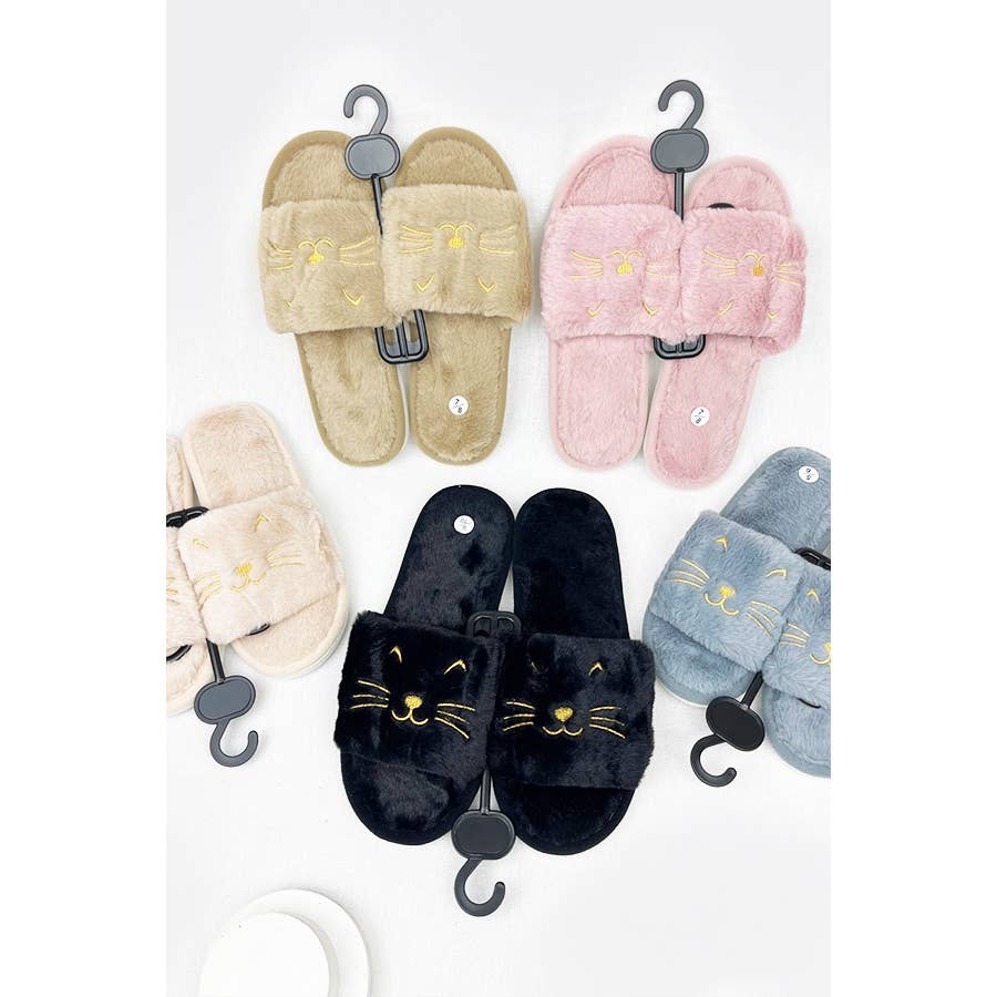 Meow Cozy Soft Indoor Open Toe Slipper