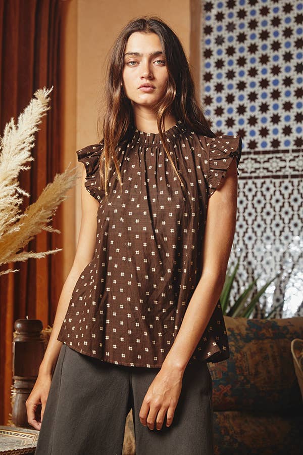 Pretty Ruffle Neck And Shoulder Blouse