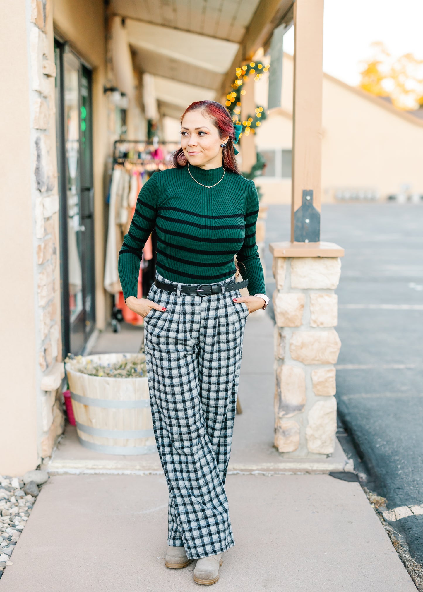 Easily Adored High Waist Plaid Wide Leg Pants