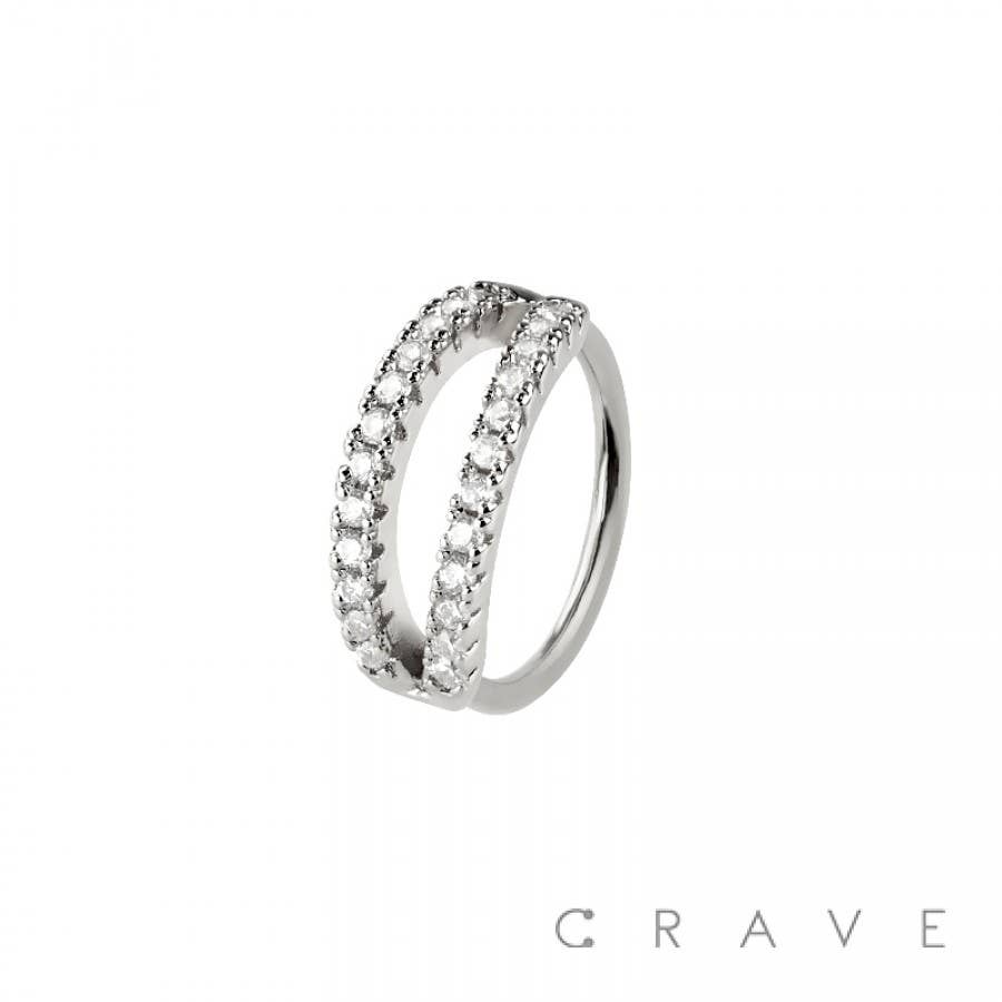 Double CZ Line Hoop Nose Ring