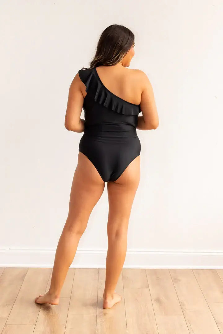 The Sophia One Shoulder One Piece w/Ruffle Swimsuit