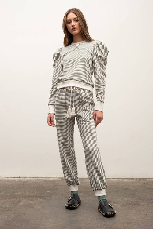 Striped Contrast Lounge Pajama Set