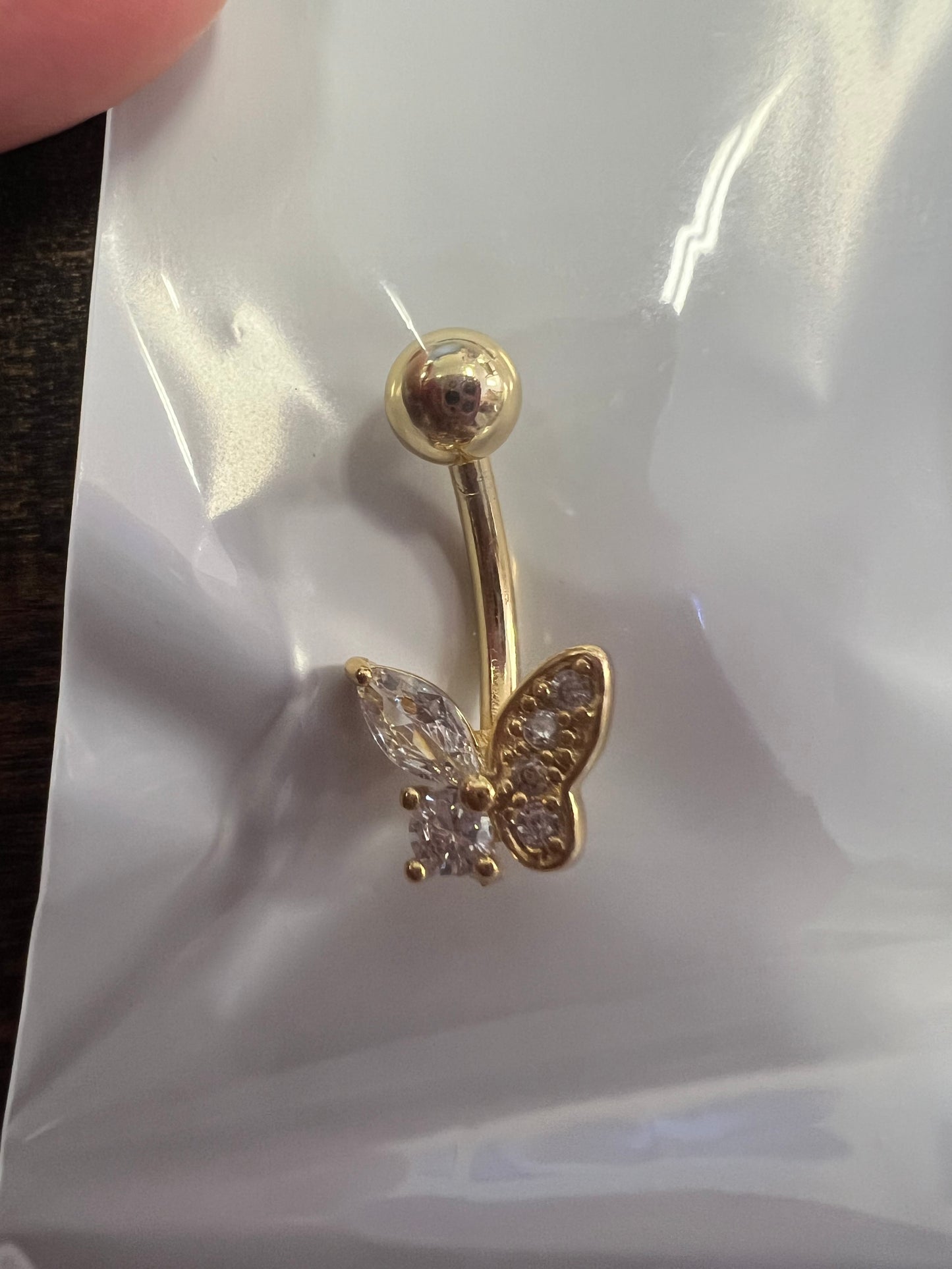 CZ Butterfly Belly Button/Navel Ring