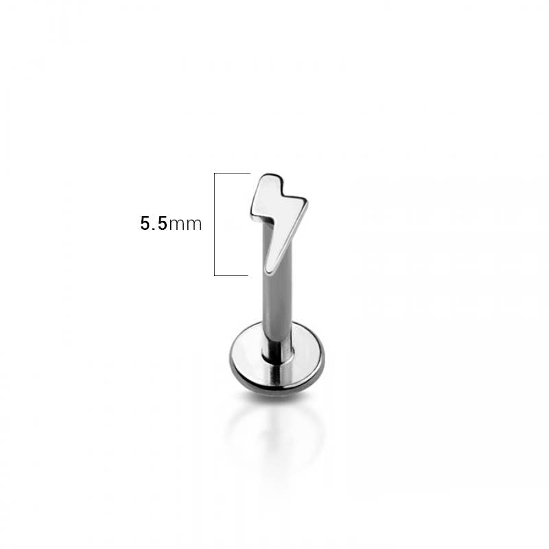 Lightning Bolt Titanium Threadless Push In Labret 