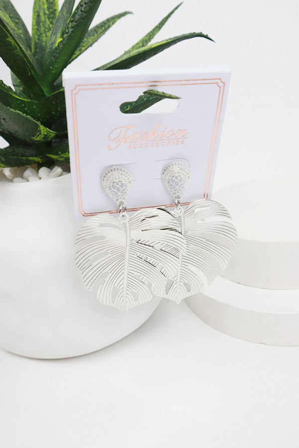 Palm Leaf Drop Earrings.