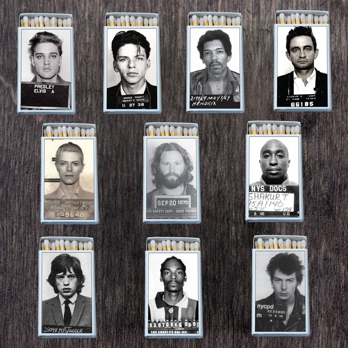 Celebrity Mugshot Matchbox • Matches • Candles Acc.